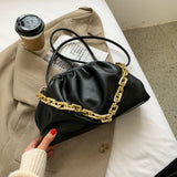 Women Pu Golden Chain Crossbody Bag Classic Hobos Ladies Handbag