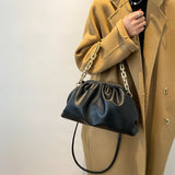 Women Pu Golden Chain Crossbody Bag Classic Hobos Ladies Handbag