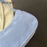 Corduroy Shoulder Bag Small Zipper Travel Shopping Underarm Bag