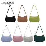 Corduroy Shoulder Bag Small Zipper Travel Shopping Underarm Bag