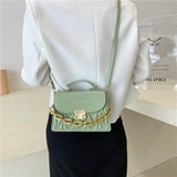 Women Rhomboid Fold Texture Shoulder Bags Metal Chain Messenger Bag