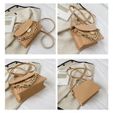 Women Rhomboid Fold Texture Shoulder Bags Metal Chain Messenger Bag