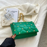 Rivet Handbag Pu Leather Chain Shoulder Bag