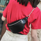 Women Solid PU Leather Waist Pack Money Mobilephone Wallet Pouch