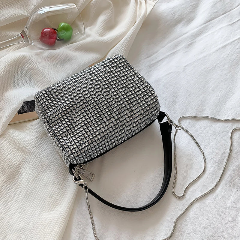 Women Rhinestone Shoulder Bag Casual Messenger Bag for Ladies