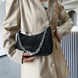 Rhinestone Silver Chain Shoulder Bag for Women