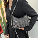 Rhinestone Silver Chain Shoulder Bag for Women