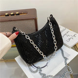 Rhinestone Silver Chain Shoulder Bag for Women
