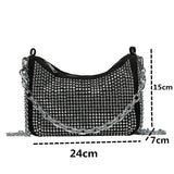 Rhinestone Silver Chain Shoulder Bag for Women