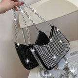 Rhinestone Silver Chain Shoulder Bag for Women