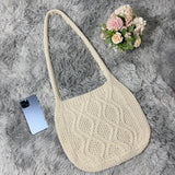 Knitted Solid Underarm Bag Ladies Casual Shoulder Bags Winter Decoration