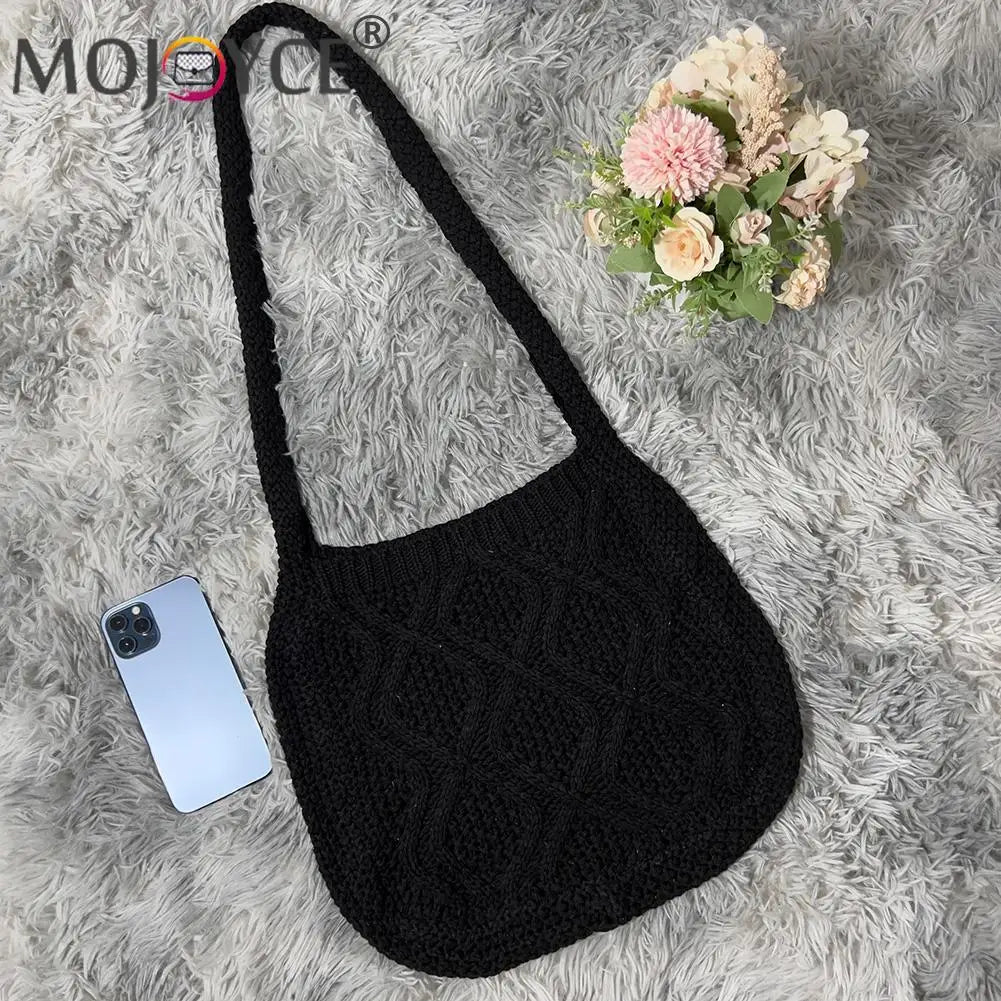 Knitted Solid Underarm Bag Ladies Casual Shoulder Bags Winter Decoration