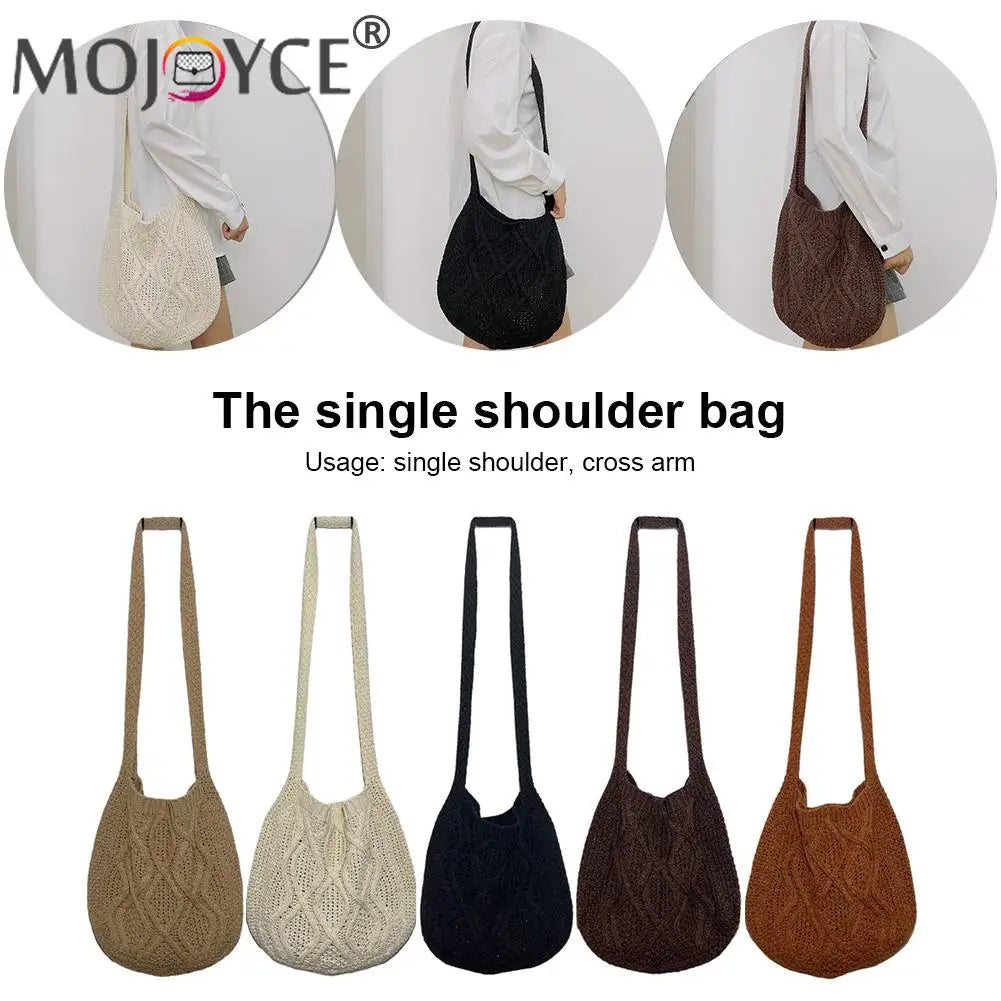 Knitted Solid Underarm Bag Ladies Casual Shoulder Bags Winter Decoration
