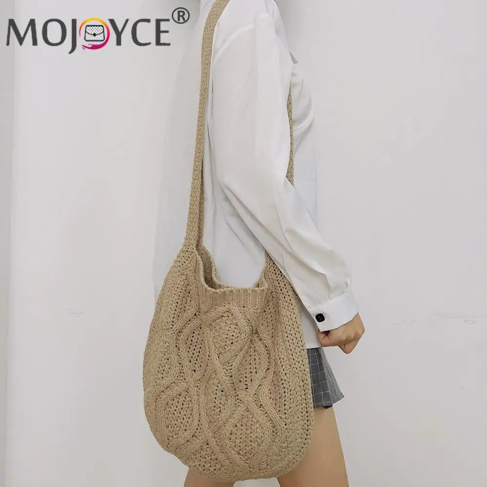 Knitted Solid Underarm Bag Ladies Casual Shoulder Bags Winter Decoration