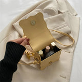 Solid Chain Shoulder Small Square Bag