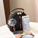 Women Shoulder Crossbody Bag PU Leather Hair Ball Messenger