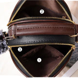 Women Shoulder Crossbody Bag PU Leather Hair Ball Messenger