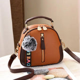 Women Shoulder Crossbody Bag PU Leather Hair Ball Messenger