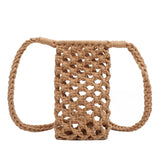 Women Small Crossbody Phone Bag Hollow-Out Woven Crochet Lightweight Handbag
