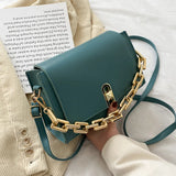 Small Square Bag Lingge PU Shoulder Handbag Thick Chain Crossbody
