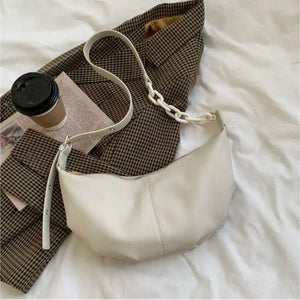 Vintage Soft Leather Handbag Armpit Bag Solid Shoulder Crossbody Chain Underarm