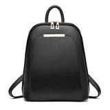 Women Solid Satchels Student Package PU Leather Large Capacity Backpack