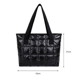 Women Solid Tote Shoulder Bags Quilted Winter Nylon Cloth Bag Handbags