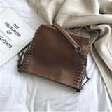 Women Solid PU Leather Bag Large Capacity Shoulder Bag