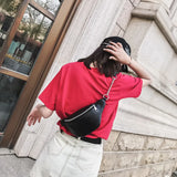 Women Solid Waist Fanny Pack PU Leather Money Belt Wallet