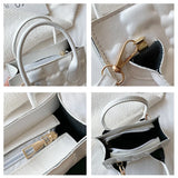 Women Square Embossing Zipper Handbags Lady Casual Solid Shoulder Bag
