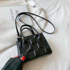 Women Square Embossing Zipper Handbags Lady Casual Solid Shoulder Bag