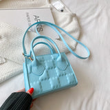 Women Square Embossing Zipper Handbags Lady Casual Solid Shoulder Bag