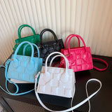 Women Square Embossing Zipper Handbags Lady Casual Solid Shoulder Bag