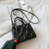 Women Square Embossing Zipper Handbags Lady Casual Solid Shoulder Bag