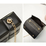 Women Square Lattice PU Leather Shoulder Bags Chain Tassels Crossbody Bag