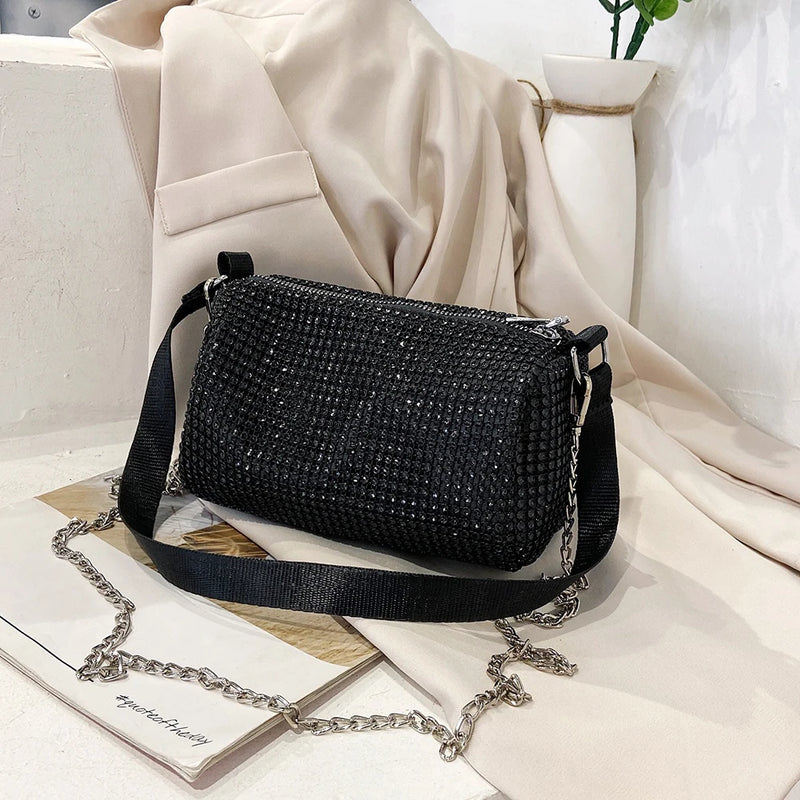 Glittering Chain Shoulder Messenger Bag Women Crossbody Handbag