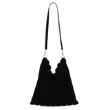 Women Star Heart Print Plush Shopping Bags Ladies Winter Shoulder Bag