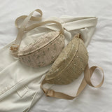 Straw Waist Fanny Pack Large Phone Bag Travel Crossbody Chest Purse