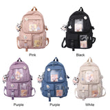 Women Transparent PVC Patchwork Backpack Preppy Style School Travel