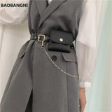 Women Waist Pack PU Fanny Pack Phone Chain Bags Lady Purse
