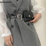 Women Waist Pack PU Fanny Pack Phone Chain Bags Lady Purse