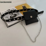 Women Waist Pack PU Fanny Pack Phone Chain Bags Lady Purse