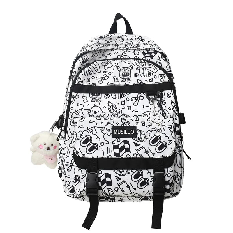 Waterproof Girl School Bag Travel Cartoon Print Lady Laptop Backpack