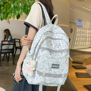 Waterproof Girl School Bag Travel Cartoon Print Lady Laptop Backpack