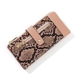 Women Zipper Clutch Purse Serpentine Long Card Bags Wallets Mobile Phone Bag