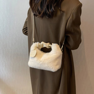 Women Faux Fur Crossbody Handbag Plush Shoulder Bag Zipper Lady's Messenger