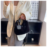 Women Faux Fur Crossbody Handbag Plush Shoulder Bag Zipper Lady's Messenger