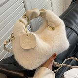 Faux Fur Handbag Small Lady Shoulder Crossbody Bag Casual Tote