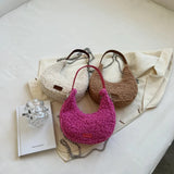 Faux Fur Lamb Wool Armpit Shoulder Bag Small Purse Underarm Bag