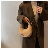 Faux Fur Lamb Wool Armpit Shoulder Bag Small Purse Underarm Bag